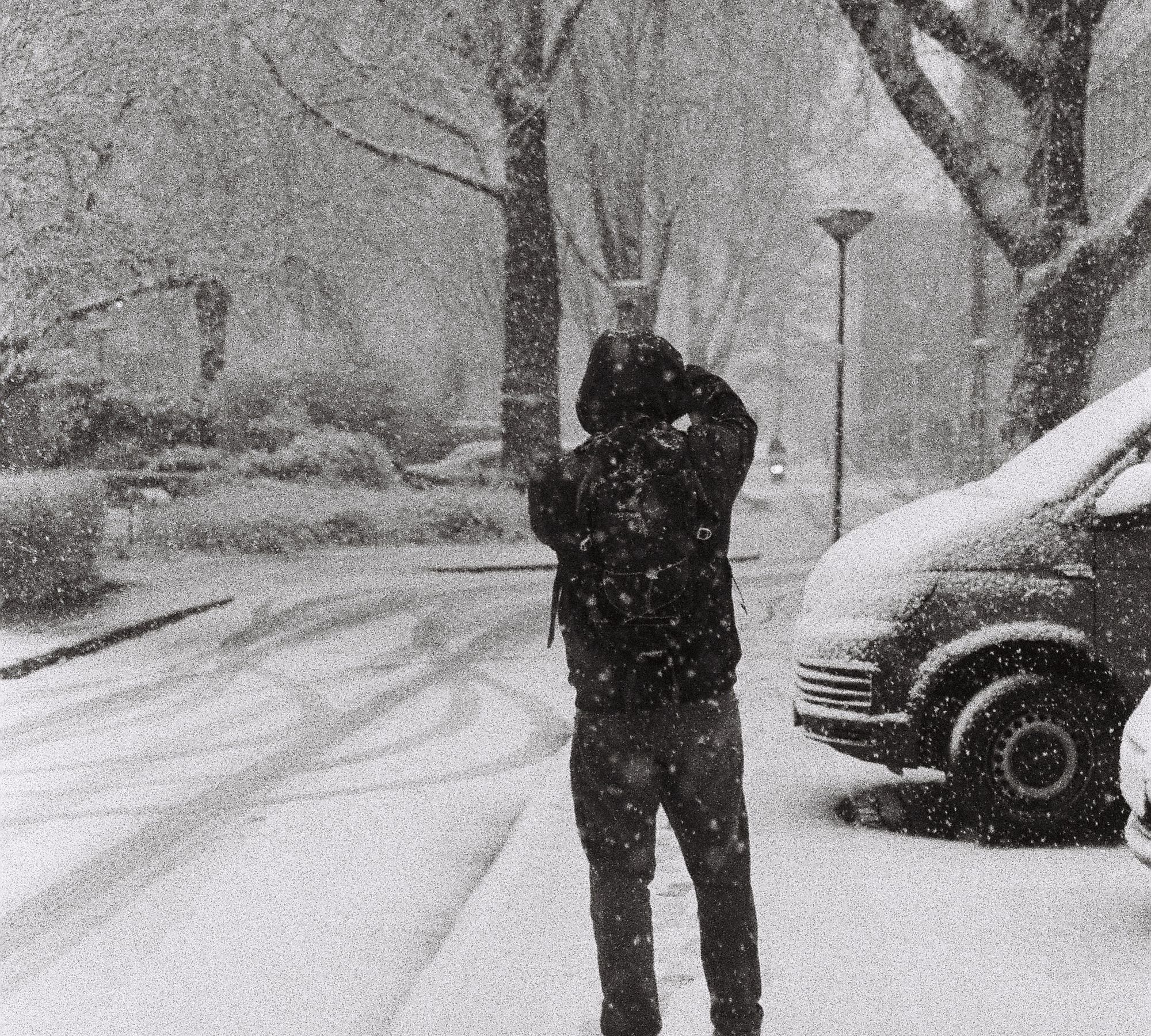 Black and white film snow day